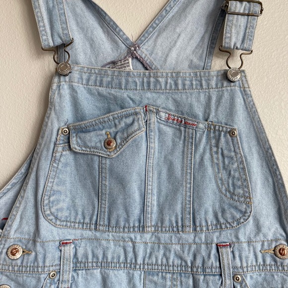Vintage 90s Squeeze Denim Overall Shortalls Size‎ 6 - Picture 8 of 13